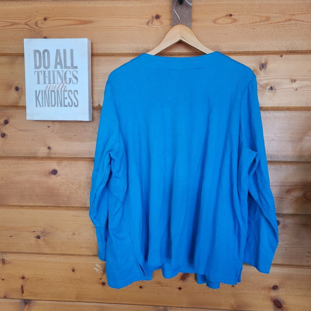 Quacker Factory Blue Cardigan Tank Sweater Top Set Rhinestone Keyhole Plus Sz 2X - Picture 8 of 10